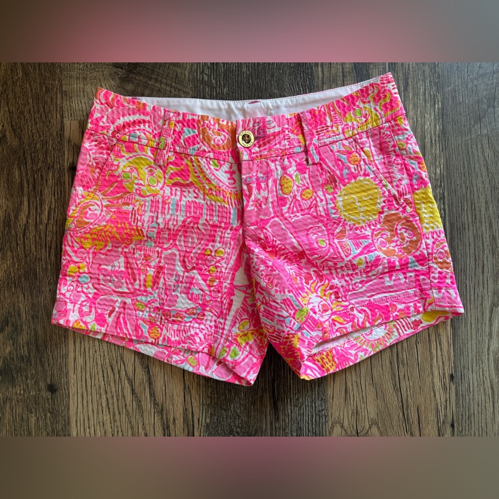 Lilly Pulitzer The Callahan Shorts Pink Pout More Kinis in the Keys Sz 00 Preppy